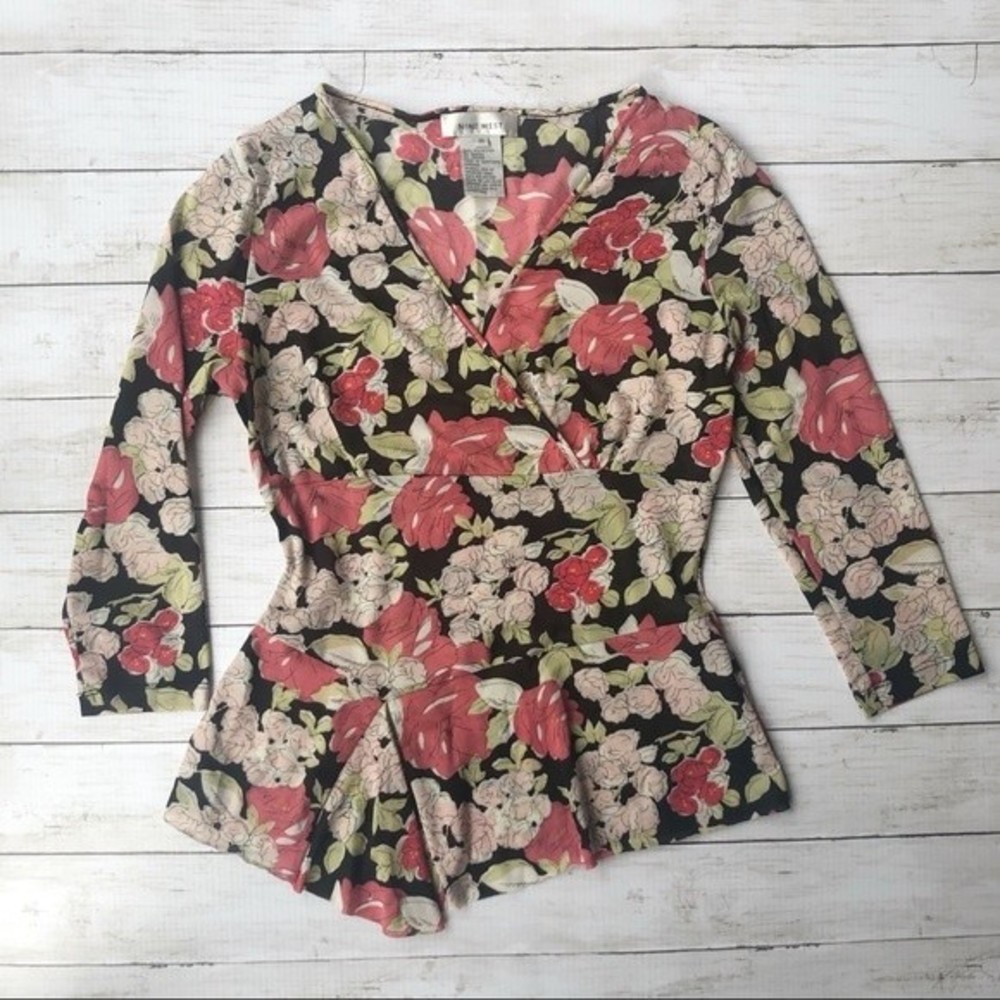 Nine West Floral Peplum Top, Sz S